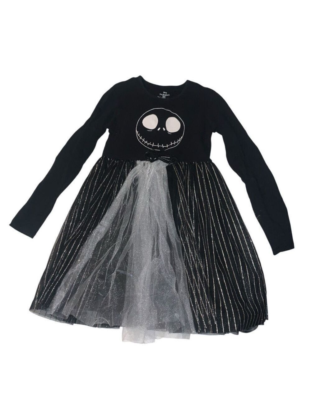 DISNEY Nightmare Before Christmas Jack Skellington Long Sleeve Black Dress Small